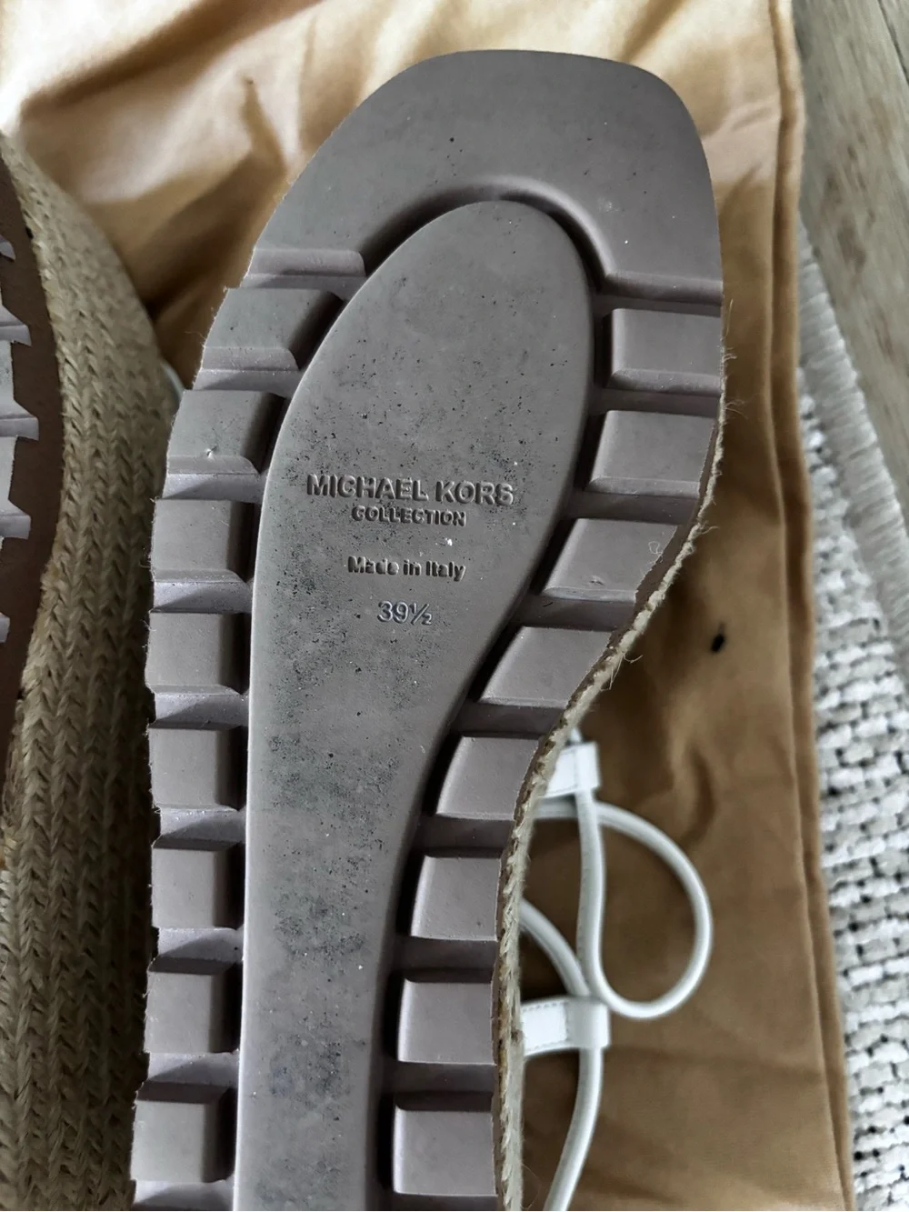Michael Kors Collection White Leather Espadrille Platform Sandals